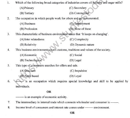 CBSE Class 11 Business Administration sample Paper Set C Solved 1