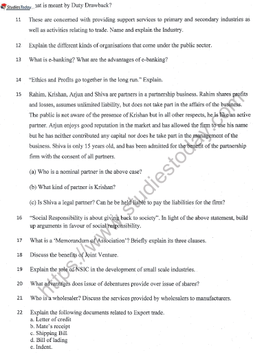 CBSE Class 11 Business Studies Question Paper Set P Solved 2