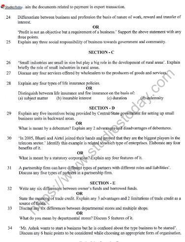 CBSE Class 11 Business Studies Sample Paper Set 10 Solved 3