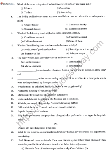 CBSE Class 11 Business Studies Sample Paper Set 6 Solved 2