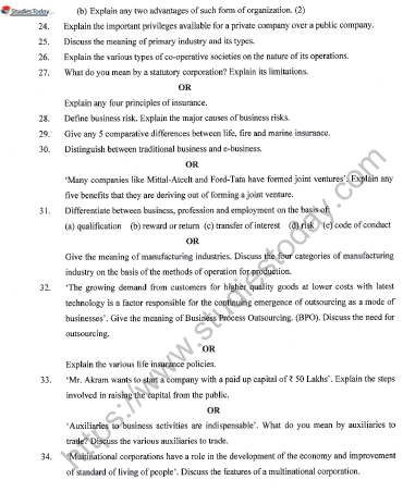 CBSE Class 11 Business Studies Sample Paper Set 6 Solved 3