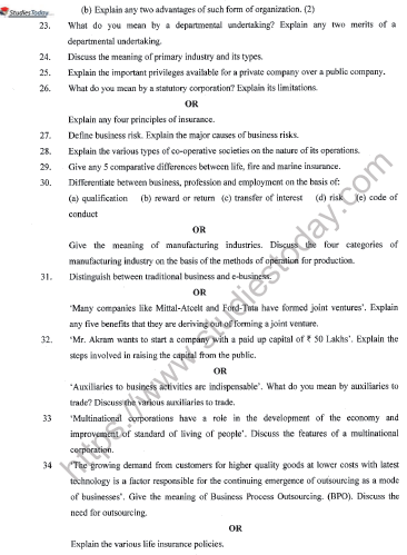 CBSE Class 11 Business Studies Sample Paper Set 7 Solved 3