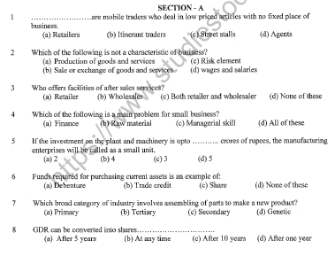 CBSE Class 11 Business Studies Sample Paper Set 9 Solved 1