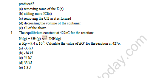 CBSE Class 11 Chemistry Equilibrium Worksheet Set A 2