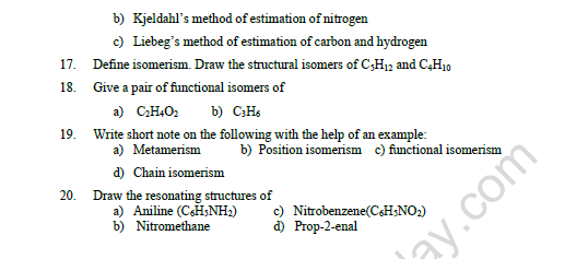 CBSE Class 11 Chemistry Organic Chemistry Worksheet 4