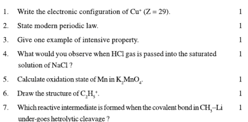 CBSE Class 11 Chemistry Sample Paper Set 6