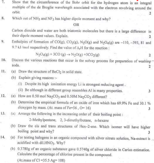 CBSE Class 11 Chemistry Sample Paper Set C