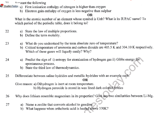 CBSE Class 11 Chemistry Sample Paper Set W Solved 4