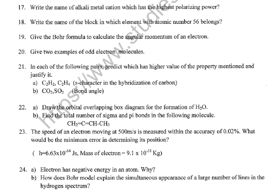 CBSE Class 11 Chemistry Sample Paper Set X 3