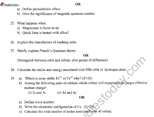 CBSE Class 11 Chemistry Sample Paper Set X 4