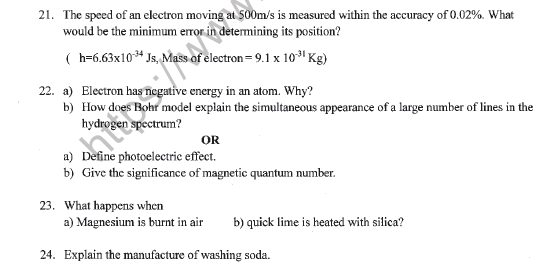 CBSE Class 11 Chemistry Sample Paper Set Y 3