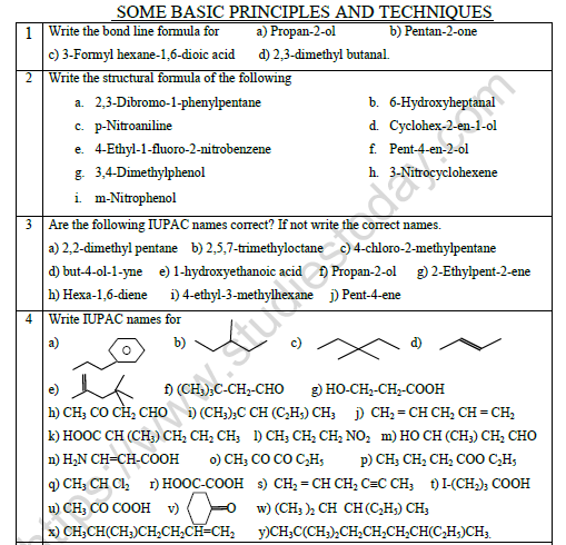 CBSE Class 11 Chemistry Some Basic Principles And Techniques Worksheet 1