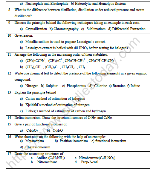 CBSE Class 11 Chemistry Some Basic Principles And Techniques Worksheet 3