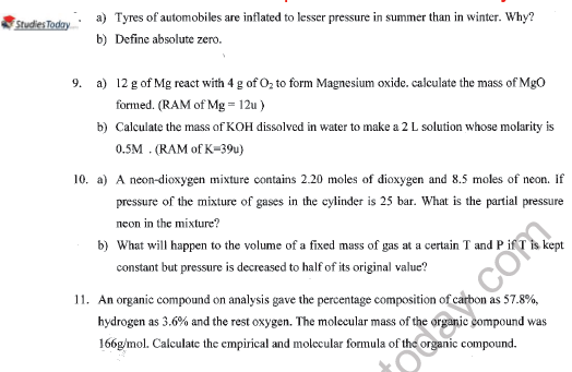 CBSE Class 11 Chemistry Worksheet Set B Solved 2