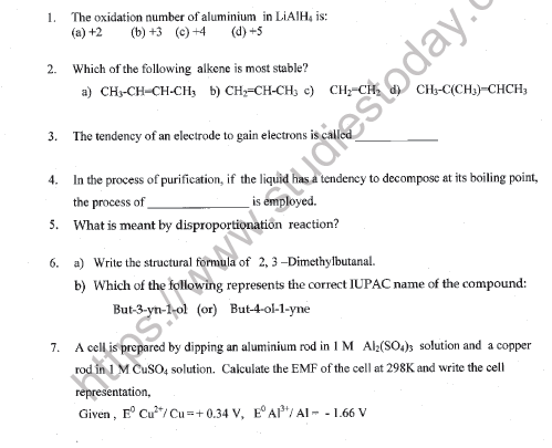 CBSE Class 11 Chemistry Worksheet Set H Solved 1