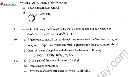 CBSE Class 11 Chemistry Worksheet Set H Solved 2