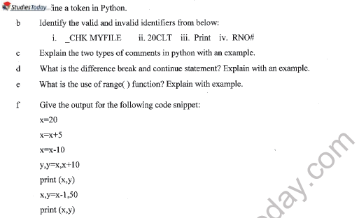 CBSE Class 11 Computer Science Question Paper Set P Solved 3
