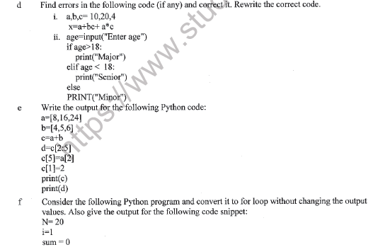 CBSE Class 11 Computer Science Question Paper Set Q Solved 4