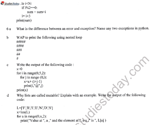 CBSE Class 11 Computer Science Question Paper Set Q Solved 5