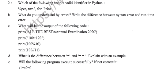 CBSE Class 11 Computer Science Question Paper Set S Solved 2