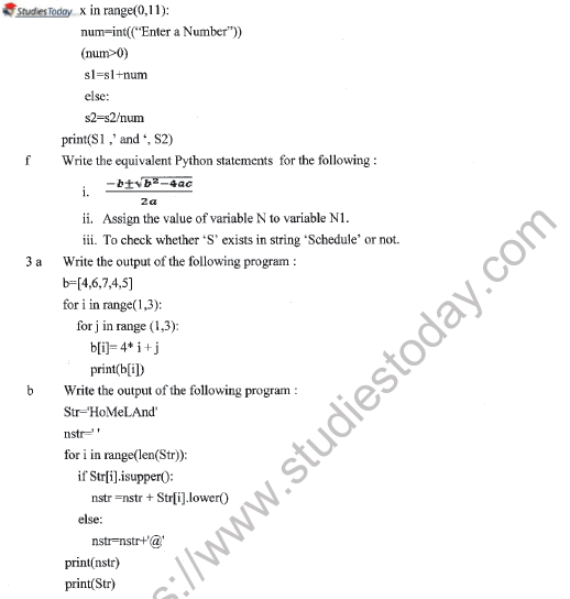 CBSE Class 11 Computer Science Question Paper Set S Solved 3