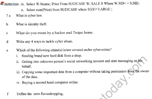 CBSE Class 11 Computer Science Question Paper Set S Solved 9