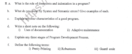 CBSE Class 11 Computer Science Question Paper Set T Solved 2
