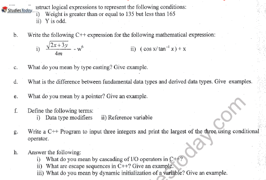 CBSE Class 11 Computer Science Question Paper Set T Solved 3