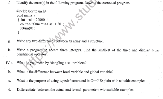 CBSE Class 11 Computer Science Question Paper Set U Solved 4
