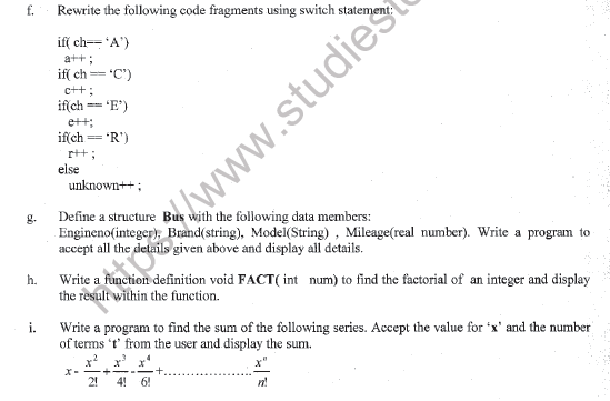 CBSE Class 11 Computer Science Question Paper Set U Solved 6