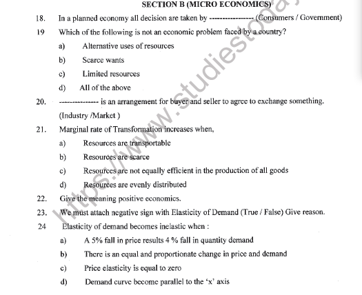 CBSE Class 11 Economics Question Paper Set Y Solved 5