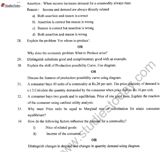 CBSE Class 11 Economics Question Paper Set Z Solved 6