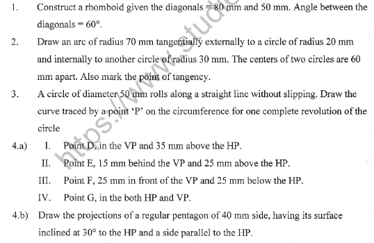 CBSE Class 11 Engineering Graphics Question Paper Set G 1