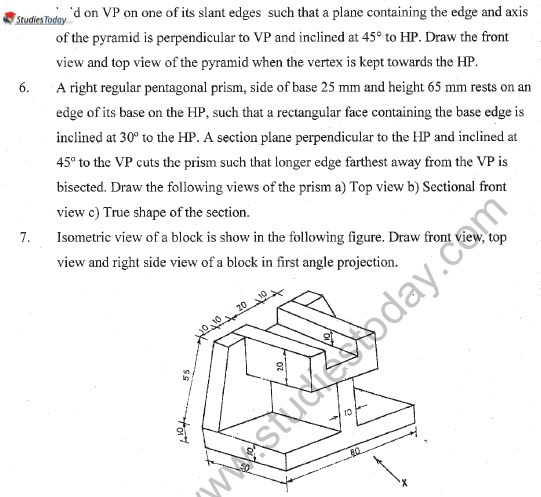 CBSE Class 11 Engineering Graphics Sample Paper Set E 2