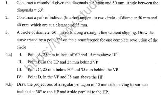 CBSE Class 11 Engineering Graphics Sample Paper Set F 1