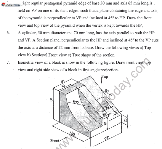 CBSE Class 11 Engineering Graphics Sample Paper Set F 2