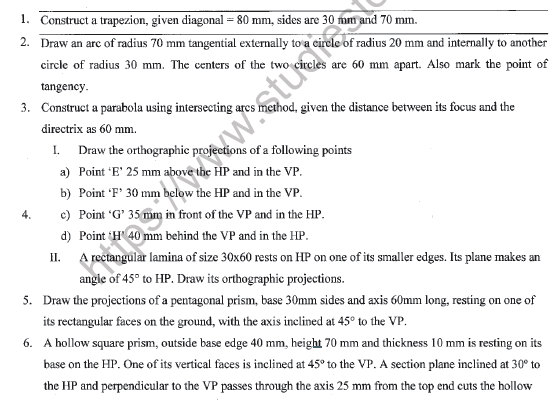 CBSE Class 11 Engineering Graphics Sample Paper Set G Solved 1