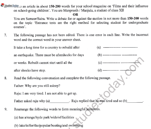 CBSE Class 11 English Question Paper Set 2 Solved 8