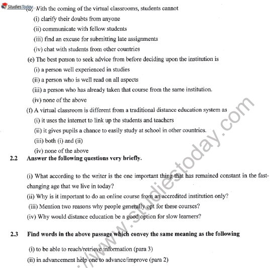 CBSE Class 11 English Question Paper Set V Solved 6