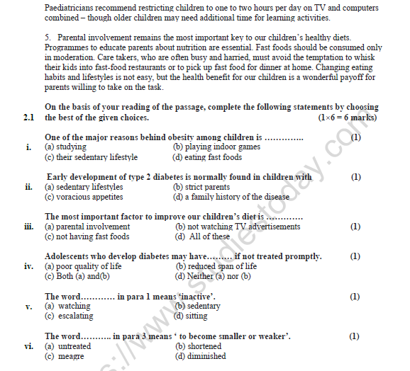 CBSE Class 11 English Question Paper Set W Solved 4