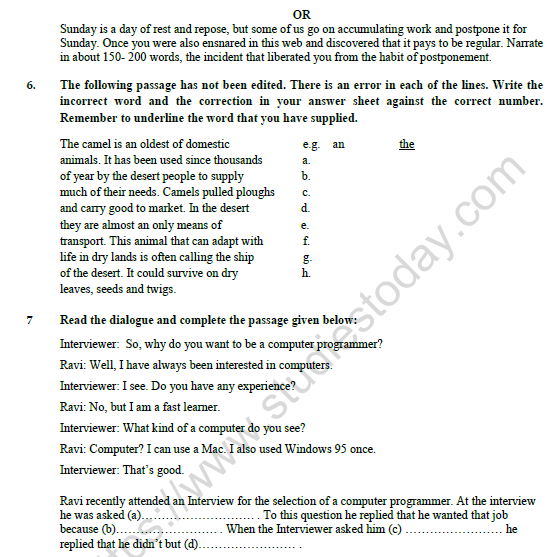 CBSE Class 11 English Question Paper Set X Solved 8