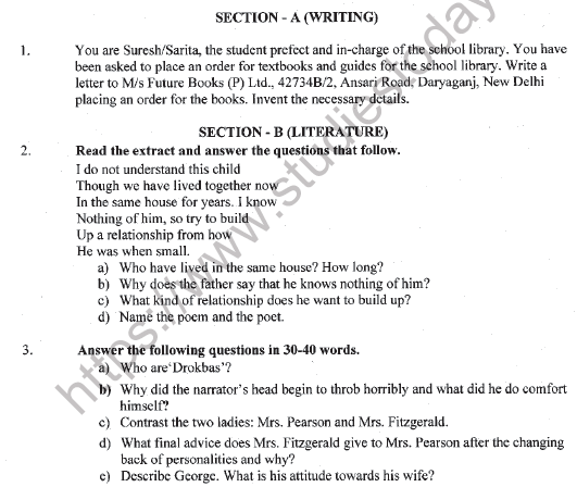 CBSE Class 11 English Worksheet Set J Solved 1