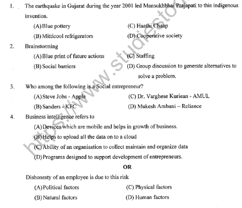 CBSE Class 11 Entrepreneurship Question Paper Set F Solved 1