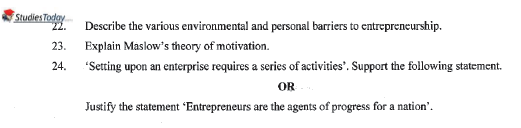 CBSE Class 11 Entrepreneurship Question Paper Set F Solved 4