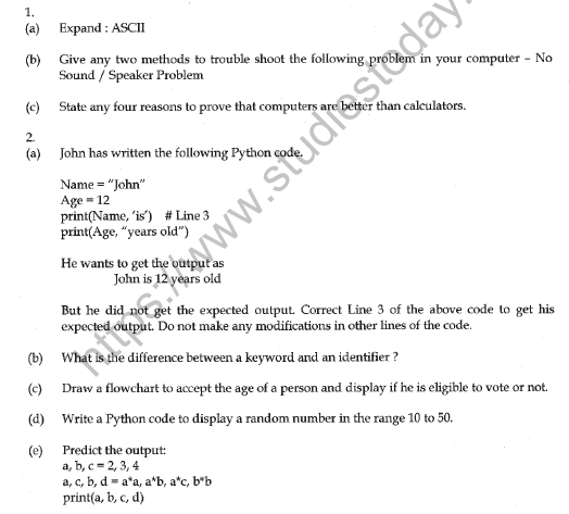 CBSE Class 11 Informatics Practices Question Paper Set V Solved 1