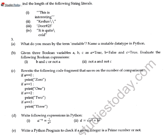 CBSE Class 11 Informatics Practices Question Paper Set V Solved 2