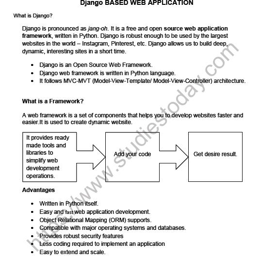 CBSE Class 11 Information Practice Django Based Web Application Notes 1