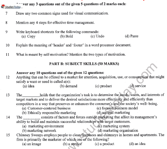 CBSE Class 11 Marketing Question Paper Set D Solved 2