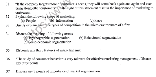 CBSE Class 11 Marketing Question Paper Set D Solved 5