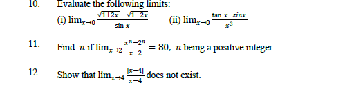 CBSE Class 11 Mathematics Limits And Derivatives Worksheet Set A 3